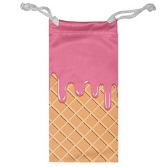 Ice Cream Pink Melting Background With Beige Cone Jewelry Bag by genx