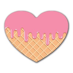 Ice Cream Pink Melting Background With Beige Cone Heart Mousepads by genx