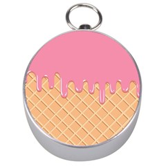 Ice Cream Pink Melting Background With Beige Cone Silver Compasses by genx