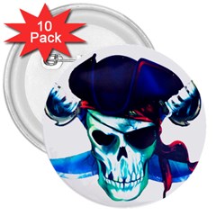 Skull Pirates Symbol Skeleton 3  Buttons (10 Pack) 