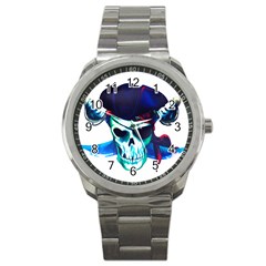 Skull Pirates Symbol Skeleton Sport Metal Watch by Sudhe