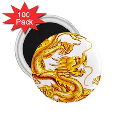 Chinese Dragon Golden 2 25  Magnets (100 Pack) 