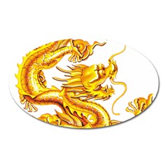 Chinese Dragon Golden Oval Magnet