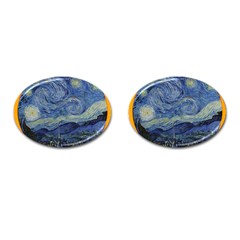 The Starry Night Starry Night Over The Rhne Pain Cufflinks (oval)