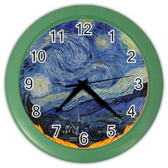 The Starry Night Starry Night Over The Rhne Pain Color Wall Clock