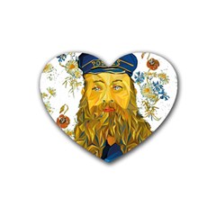 Vincent Van Gogh Cartoon Beard Illustration Bearde Rubber Coaster (heart) 