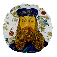 Vincent Van Gogh Cartoon Beard Illustration Bearde Large 18  Premium Flano Round Cushions by Sudhe