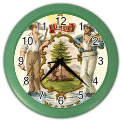 Historic Maine State Coat Of Arms, 1876 Color Wall Clock by abbeyz71