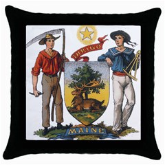 Maine State Coat Of Arms (str?hl), 1899 Throw Pillow Case (black) by abbeyz71