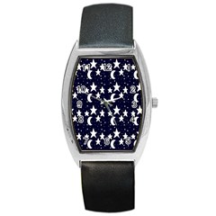 Starry Night Cartoon Print Pattern Barrel Style Metal Watch by dflcprintsclothing