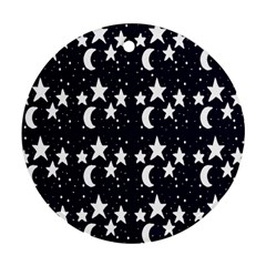 Starry Night Cartoon Print Pattern Round Ornament (two Sides) by dflcprintsclothing