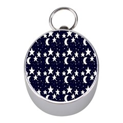 Starry Night Cartoon Print Pattern Mini Silver Compasses by dflcprintsclothing