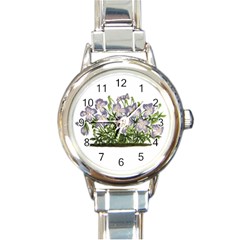 Violets - Vintage Round Italian Charm Watch by WensdaiAmbrose