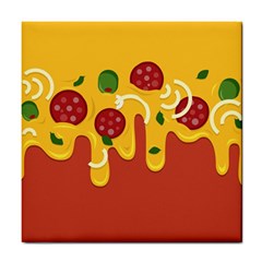 Pizza Topping Funny Modern Yellow Melting Cheese And Pepperonis Tile Coasters by genx