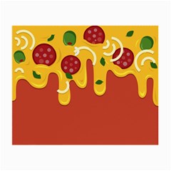 Pizza Topping Funny Modern Yellow Melting Cheese And Pepperonis Small Glasses Cloth (2-side) by genx