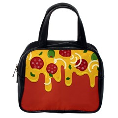 Pizza Topping Funny Modern Yellow Melting Cheese And Pepperonis Classic Handbag (one Side) by genx