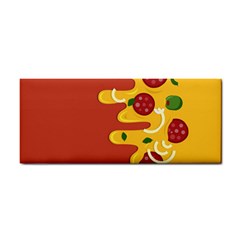 Pizza Topping Funny Modern Yellow Melting Cheese And Pepperonis Hand Towel by genx