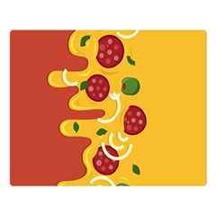 Pizza Topping Funny Modern Yellow Melting Cheese And Pepperonis Double Sided Flano Blanket (large) 