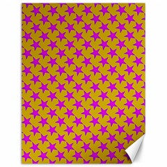 Pink Stars Pattern On Yellow Canvas 12  X 16  by BrightVibesDesign