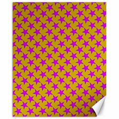 Pink Stars Pattern On Yellow Canvas 16  X 20  by BrightVibesDesign