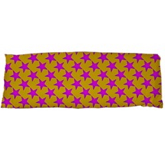 Pink Stars Pattern On Yellow Body Pillow Case Dakimakura (two Sides) by BrightVibesDesign