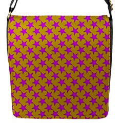 Pink Stars Pattern On Yellow Flap Closure Messenger Bag (s) by BrightVibesDesign