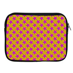 Pink Stars Pattern On Yellow Apple Ipad 2/3/4 Zipper Cases by BrightVibesDesign