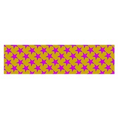 Pink Stars Pattern On Yellow Satin Scarf (oblong) by BrightVibesDesign