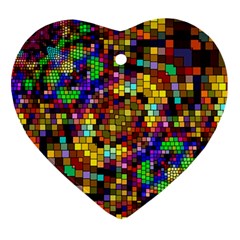 Color Mosaic Background Wall Heart Ornament (two Sides) by Pakrebo