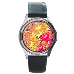 Fractal Math Mathematics Science Round Metal Watch