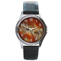 Pattern Background Swinging Design Round Metal Watch