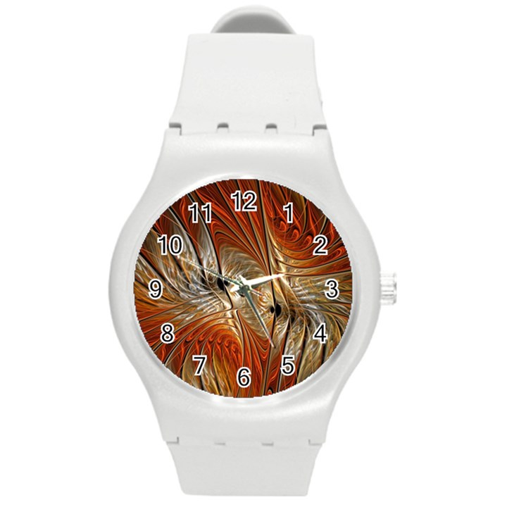 Pattern Background Swinging Design Round Plastic Sport Watch (M)