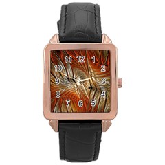 Pattern Background Swinging Design Rose Gold Leather Watch 