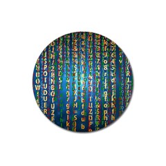 Binary Null One Digital Blue Magnet 3  (round) by Pakrebo