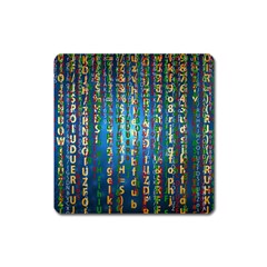 Binary Null One Digital Blue Square Magnet by Pakrebo