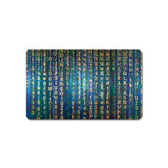 Binary Null One Digital Blue Magnet (name Card) by Pakrebo