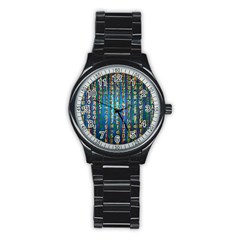 Binary Null One Digital Blue Stainless Steel Round Watch by Pakrebo