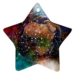 Network Earth Block Chain Globe Ornament (star) by Pakrebo