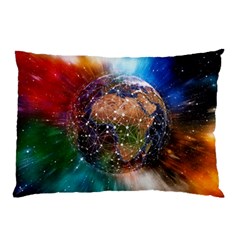 Network Earth Block Chain Globe Pillow Case (two Sides) by Pakrebo