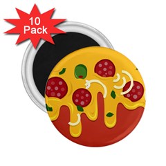 Pizza Topping Funny Modern Yellow Melting Cheese And Pepperonis 2 25  Magnets (10 Pack)  by genx