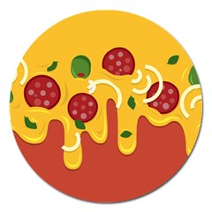 Pizza Topping Funny Modern Yellow Melting Cheese And Pepperonis Magnet 5  (round) by genx