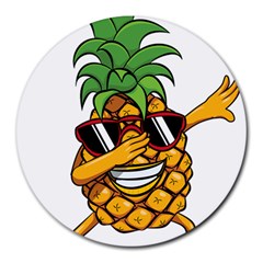 Dabbing Pineapple Sunglasses Shirt Aloha Hawaii Beach Gift Round Mousepads by SilentSoulArts