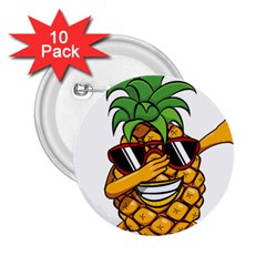 Dabbing Pineapple Sunglasses Shirt Aloha Hawaii Beach Gift 2 25  Buttons (10 Pack) 