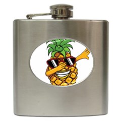 Dabbing Pineapple Sunglasses Shirt Aloha Hawaii Beach Gift Hip Flask (6 Oz) by SilentSoulArts