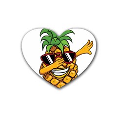 Dabbing Pineapple Sunglasses Shirt Aloha Hawaii Beach Gift Rubber Coaster (heart)  by SilentSoulArts