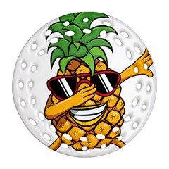 Dabbing Pineapple Sunglasses Shirt Aloha Hawaii Beach Gift Ornament (round Filigree) by SilentSoulArts