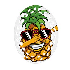 Dabbing Pineapple Sunglasses Shirt Aloha Hawaii Beach Gift Ornament (oval Filigree) by SilentSoulArts