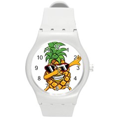 Dabbing Pineapple Sunglasses Shirt Aloha Hawaii Beach Gift Round Plastic Sport Watch (m) by SilentSoulArts