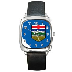 Flag Map Of Alberta Square Metal Watch