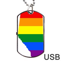 Lgbt Flag Map Of Alberta Dog Tag Usb Flash (two Sides) by abbeyz71